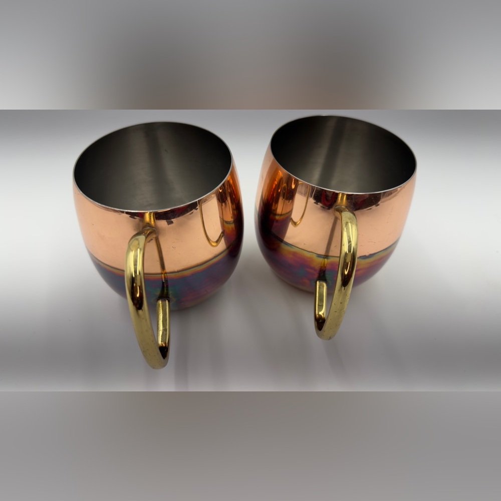 Anthropologie‎ Rainbow Copper Mugs with Gold Handles